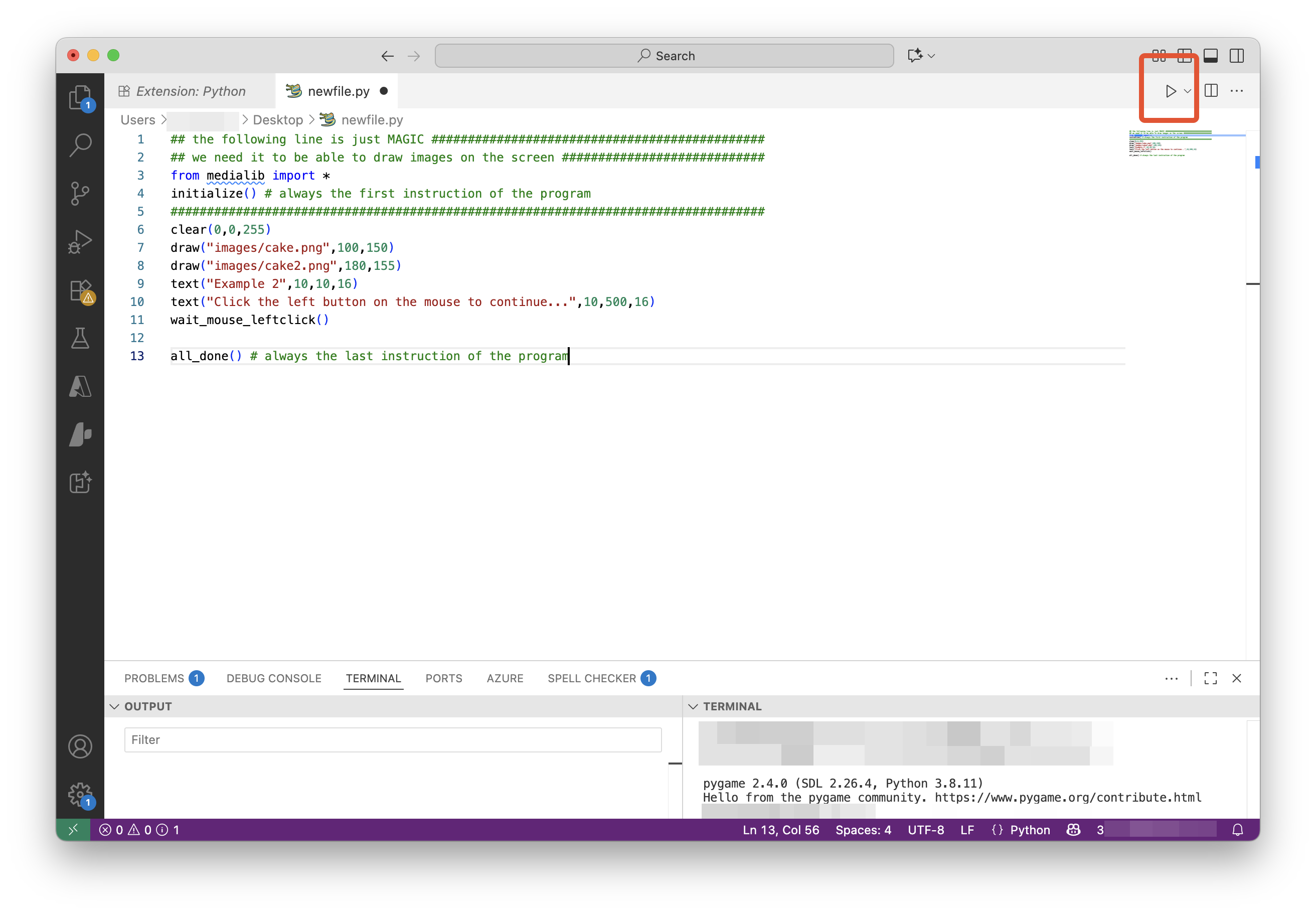 VS Code Python File with MediaLib code