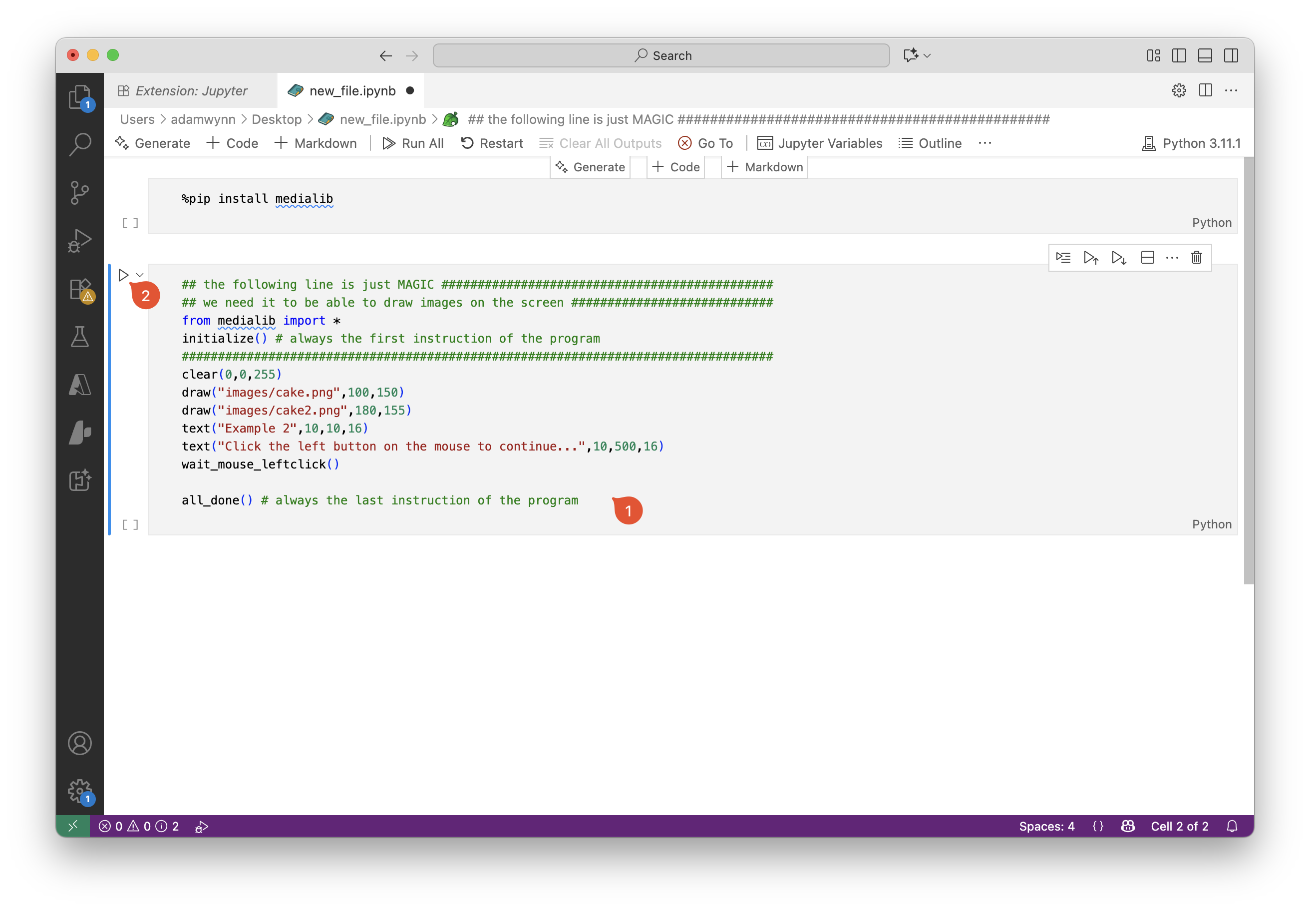 VS Code Jupyter Notebook with MediaLib code